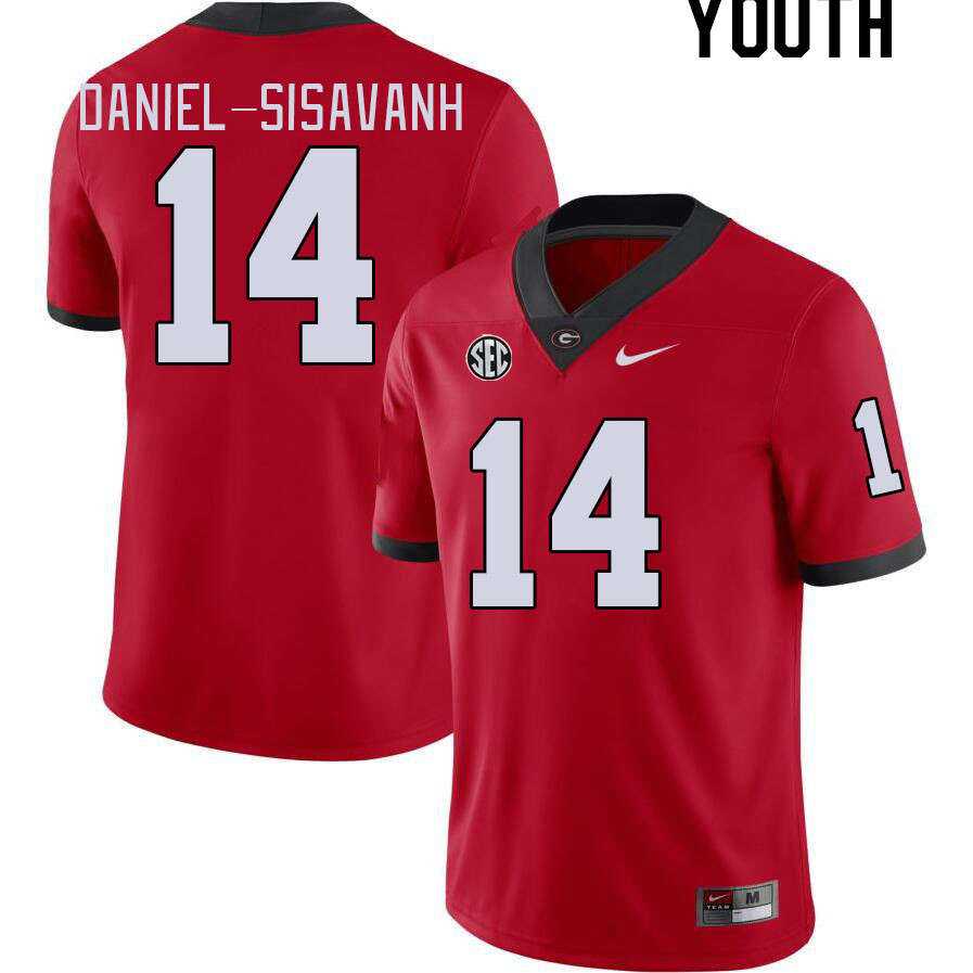 Youth #14 David Daniel-Sisavanh Georgia Bulldogs College Football Jerseys Stitched-Red - Click Image to Close